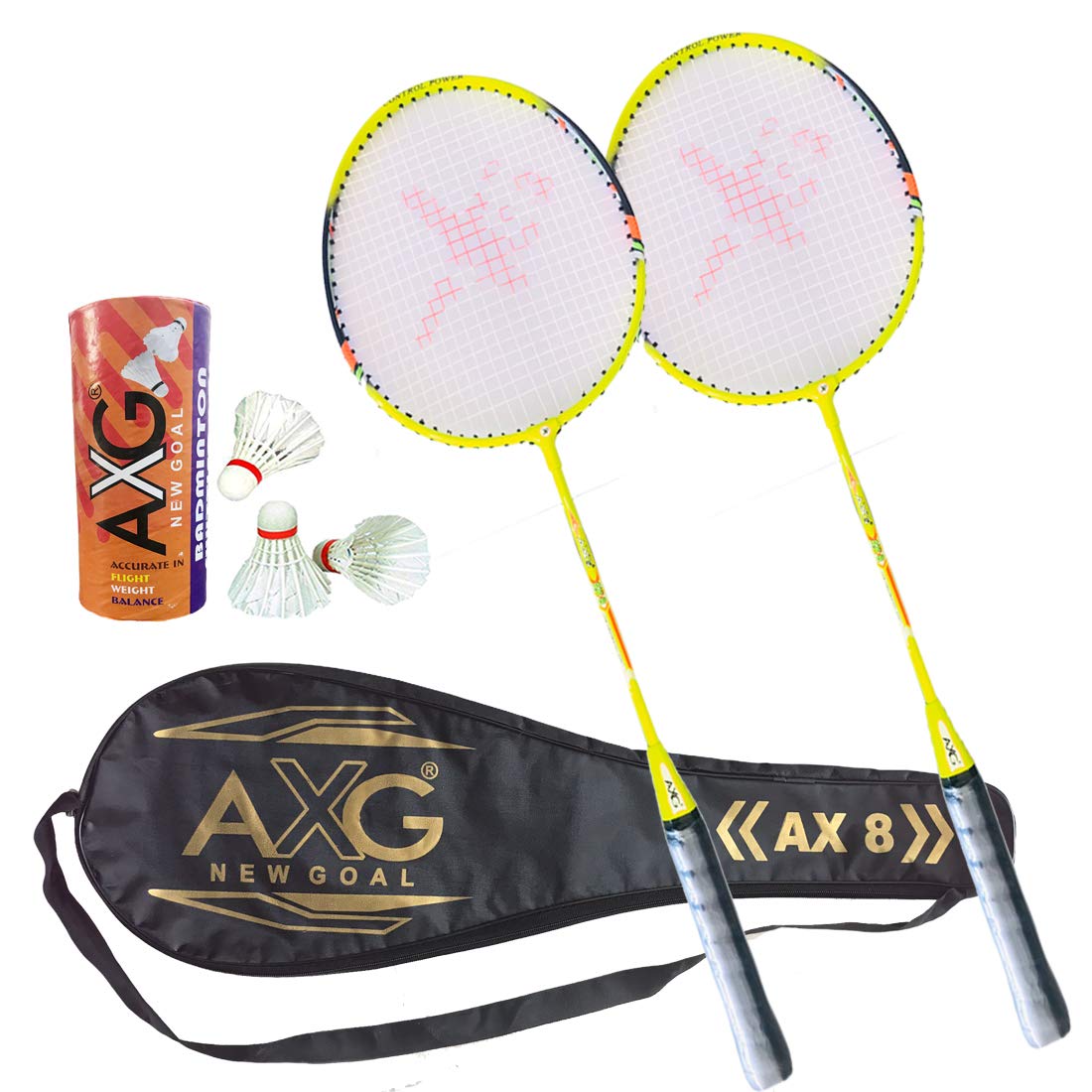 AXG New Goal AX-8 Aluminium Badminton Kit (2 Racquets, 3 Feather Shuttlecocks, 1 Cover) Badminton Kit (B08WHK3757) Amazon Price History, Amazon Price Tracker