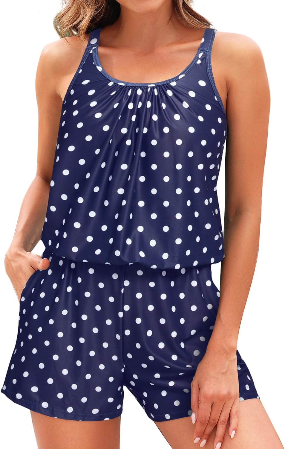 Tempt Me Romper One Piece Swimsuits with Short - Women Boyleg with Pockets Bathing Suit Modest Swimwear