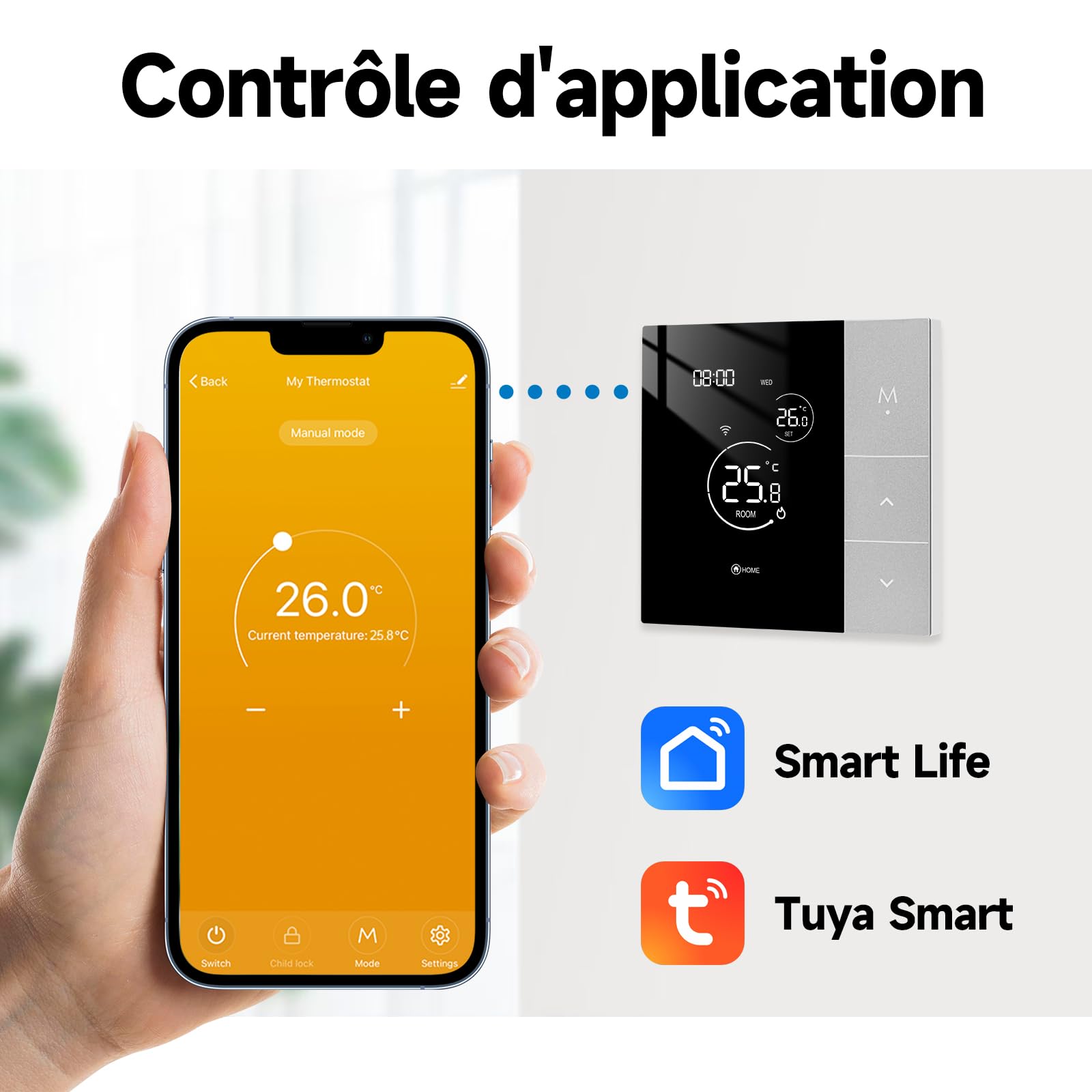 Beok Contrôleur de Température Smart Thermostat WiFi 3A Commande à Distance pour Le Chauffage de Chaudière à Gaz Tuya Smart Life Compatible avec Google Assistant et Alexa Commande Vocale