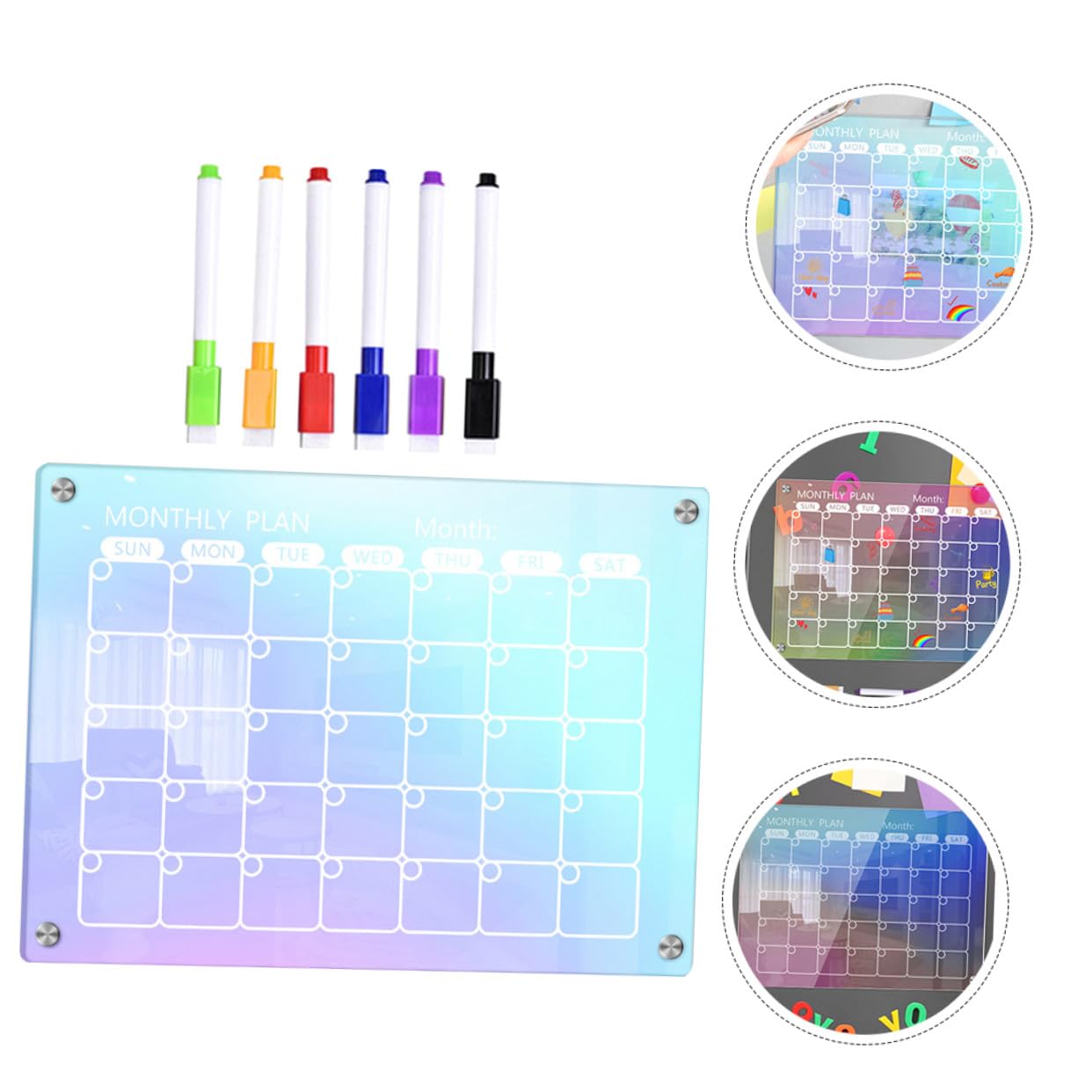 Angoily Acrylic Magnetic Dry Erase Board Set with Whiteboard Pens Weekly Planner for Kitchen Refrigerator Reusable Schedule Organizer And Memo Writing Board