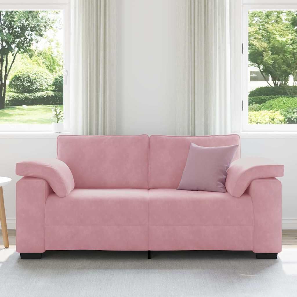 Sofa dwuosobowa, różowa, aksamitna, 180 x 77 x 82 cm, z wyściółką z pianki, poduszka boczna, stabilna rama, wszechstronna do salonu, pokoju gościnnego, funkcja relaksu i oszczędność miejsca