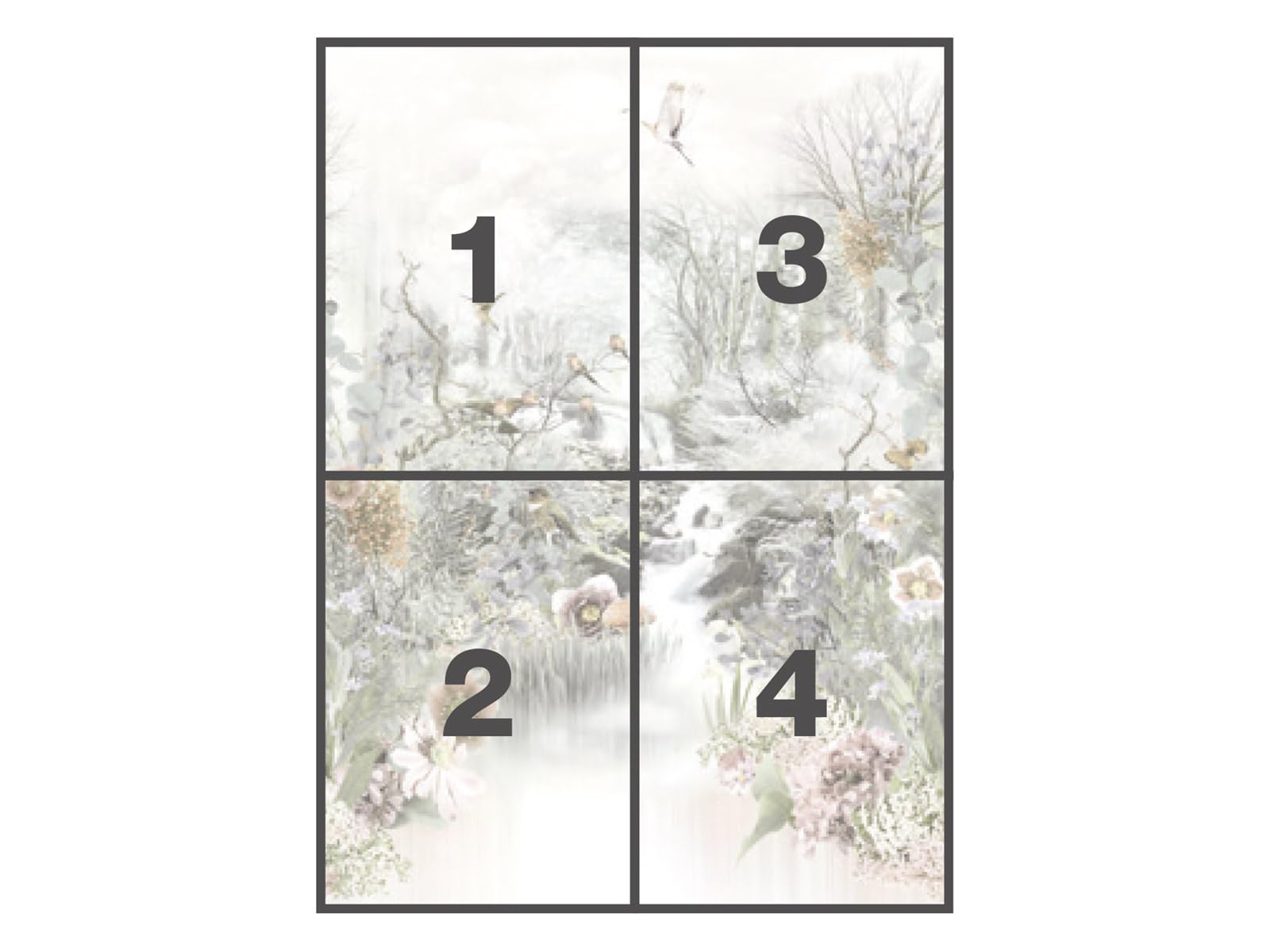 Komar Fototapeta FABLE | 184 x 254 cm - tapeta, dekoracja ścienna, Japonia, ogród, kwiaty, ptak, las, rzeka, sztuka, sypialnia, salon | 4-203