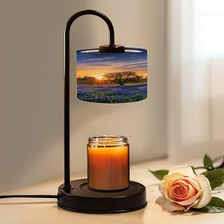 Candle Warmer Lamp with Timer Texas Bluebonnet Field Sunrise Dimmable Wax Warmer with 4 Bulbs Birthday Gifts for Jar Candles Women House Warming New Home Decor