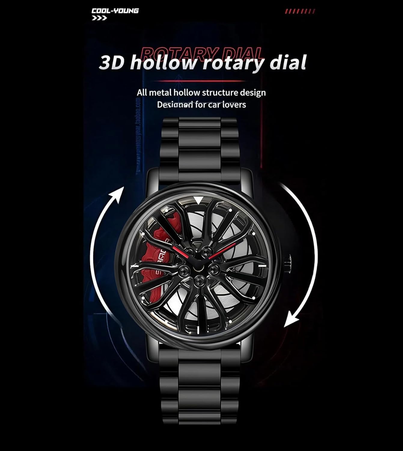Gosasa Mannen Racing Horloges draaibare Auto Velg Wiel hub
