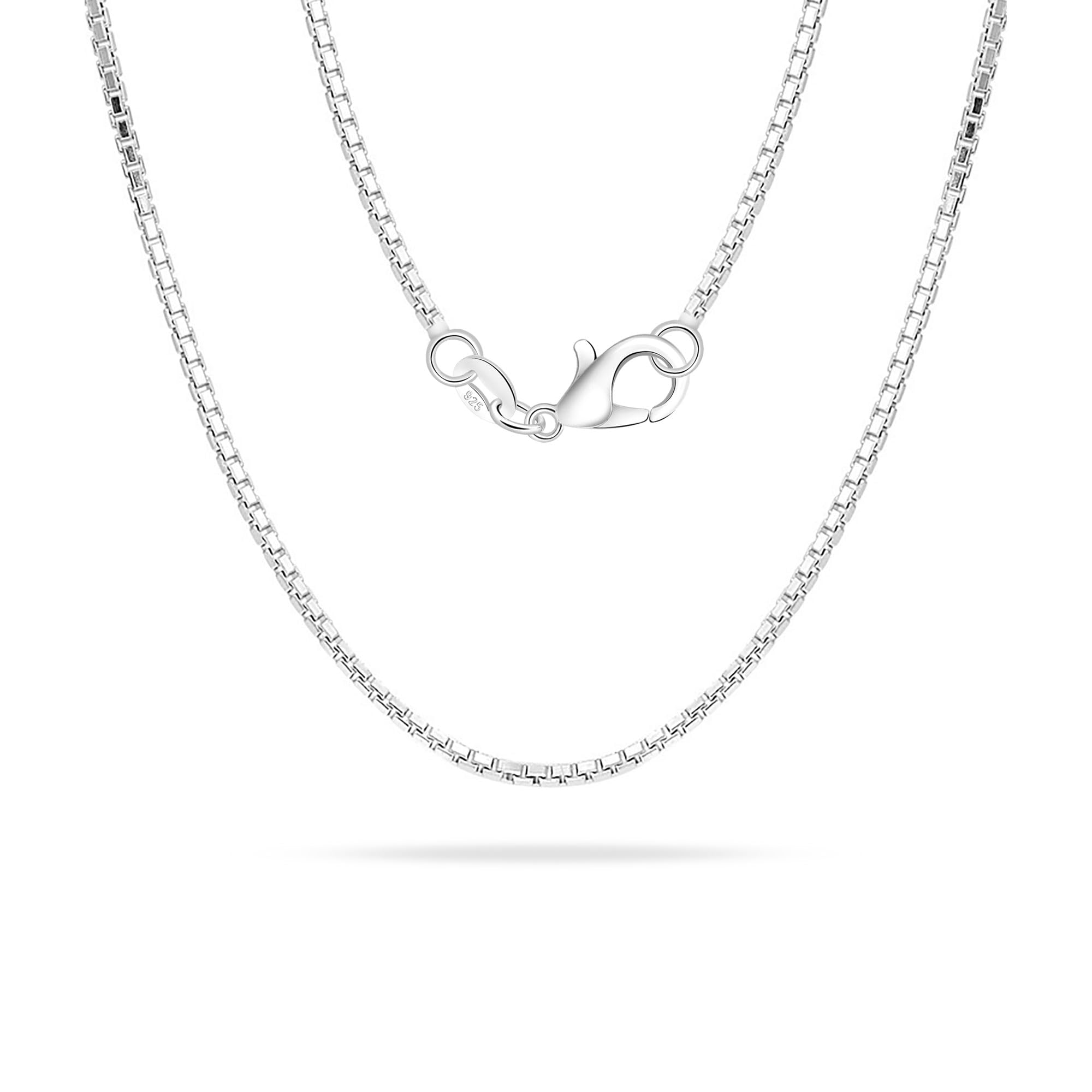 Casxyue S925 Silber Kette Halskette Für Damen Mädchen Ohne Anhänger Kettenbox/O-Kette/Kubanische Kette/Schlangenkette/Flache Kette 40 45 50 55 60 65 70 75 cm