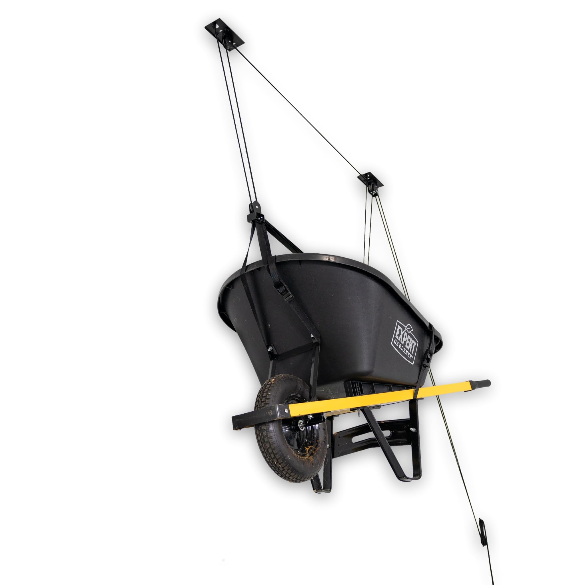 StoreYourBoard Wheelbarrow Ceiling Hoist, Garage Storage Pulley System, Heavy Duty Holds 150 lbs