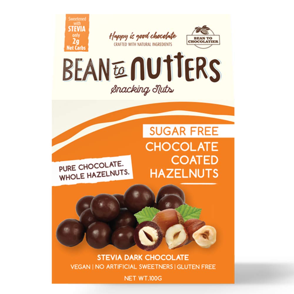 Pink Harvest Farms Bean To Nutters - Sugar Free Chocolate Coated Hazelnuts, Sweetened with Stevia, 100gm