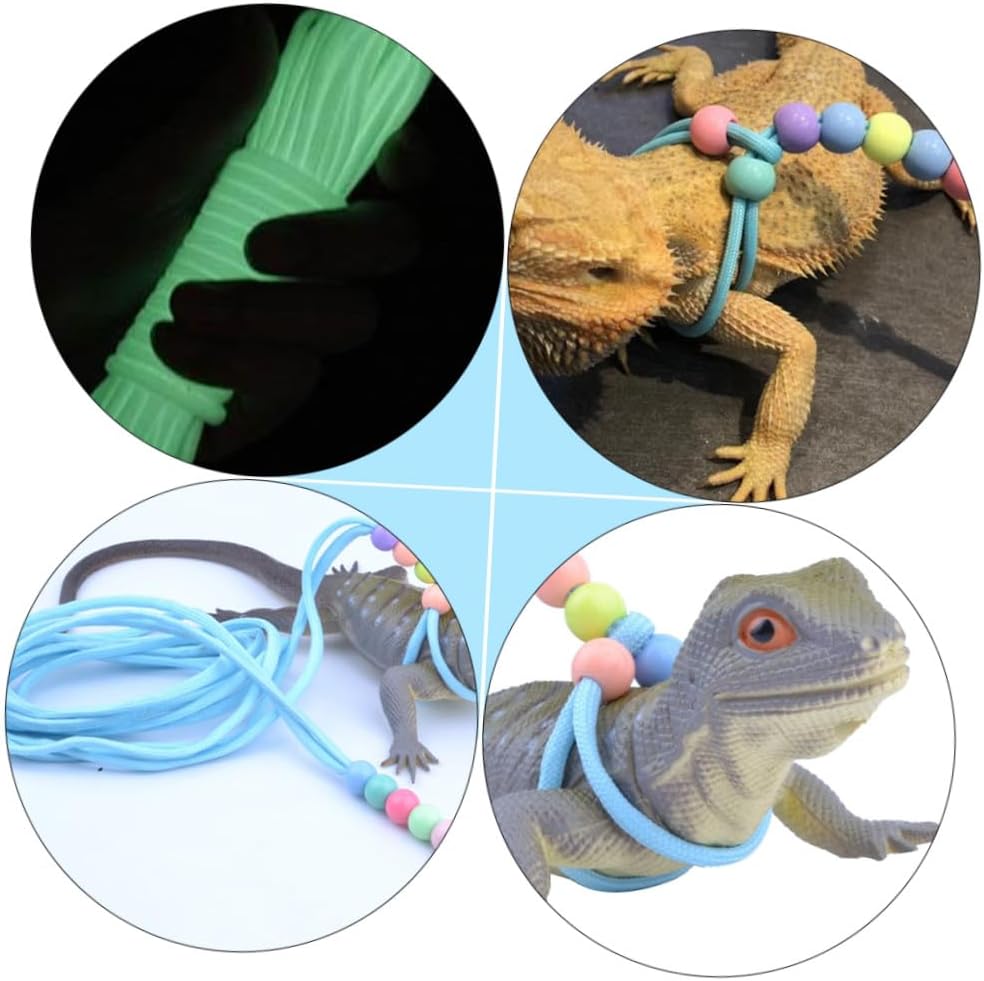 Small Pet Reptile Leash with Glow-in-the-Dark Design Sturdy Lizard Traction Rope for Outdoor Use and Bright Color Harness for Miniature Reptiles and Small Animals Random Color
