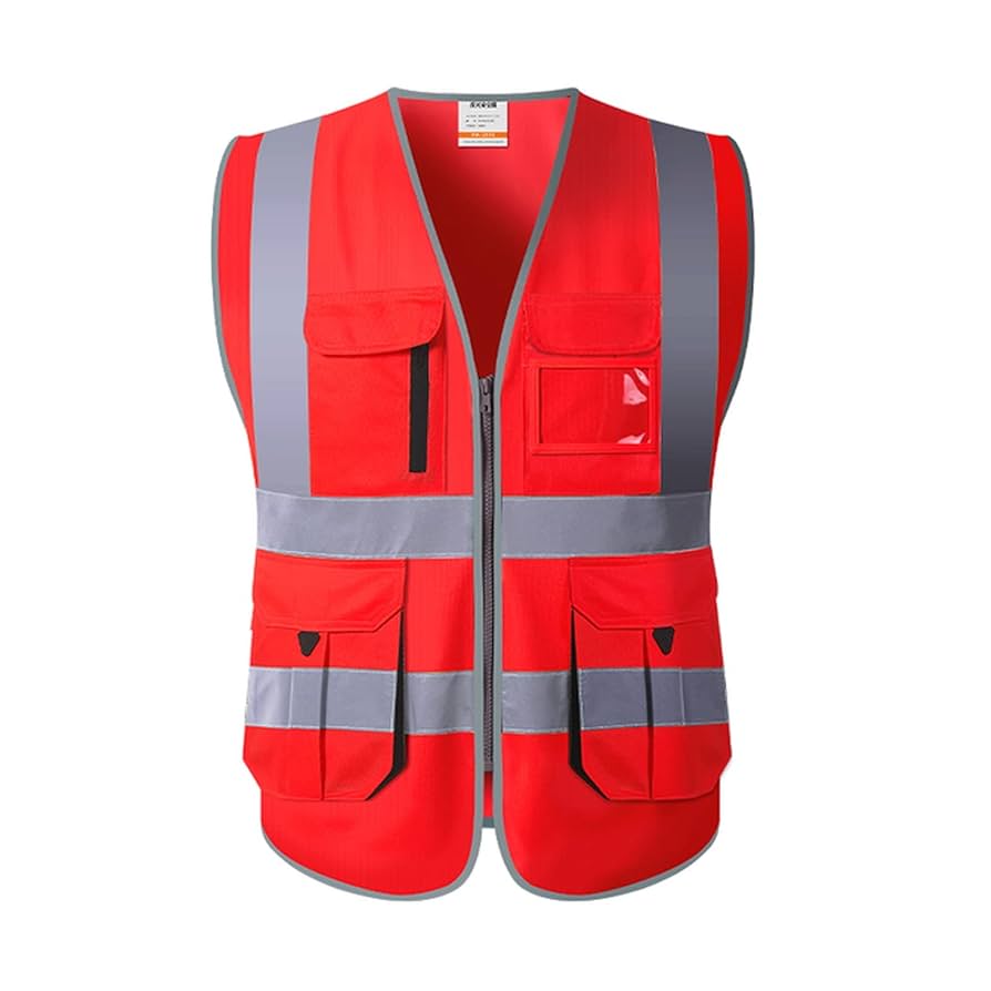 安全ベスト（反射ベスト）18枚set ポケット付き ショート丈高輝度反射ベスト 紺/ホワイト 着丈43cm