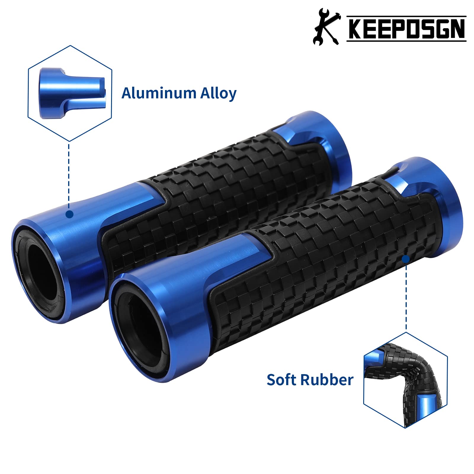 Manopole Moto Universale, 7/8" 22mm-24mm manopole scooter Impugnatura Moto Antiscivolo Compatibile con Bici Sportive Street Bike Cruiser Scooter Dirt Bike.