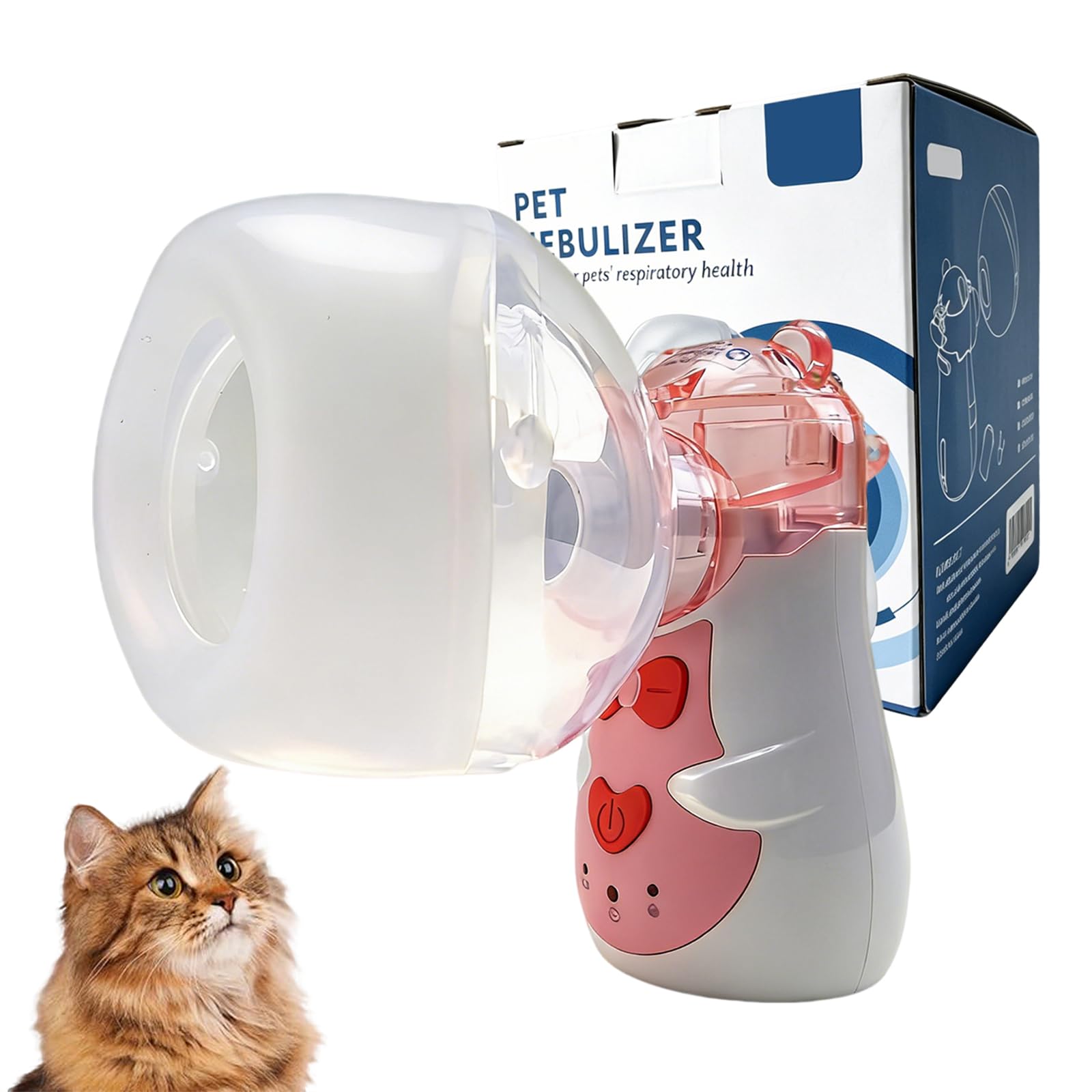 Katzenvernebler & Haustier-Inhalationsmaske, geräuscharm, für Katzen & Welpen, Rosa S