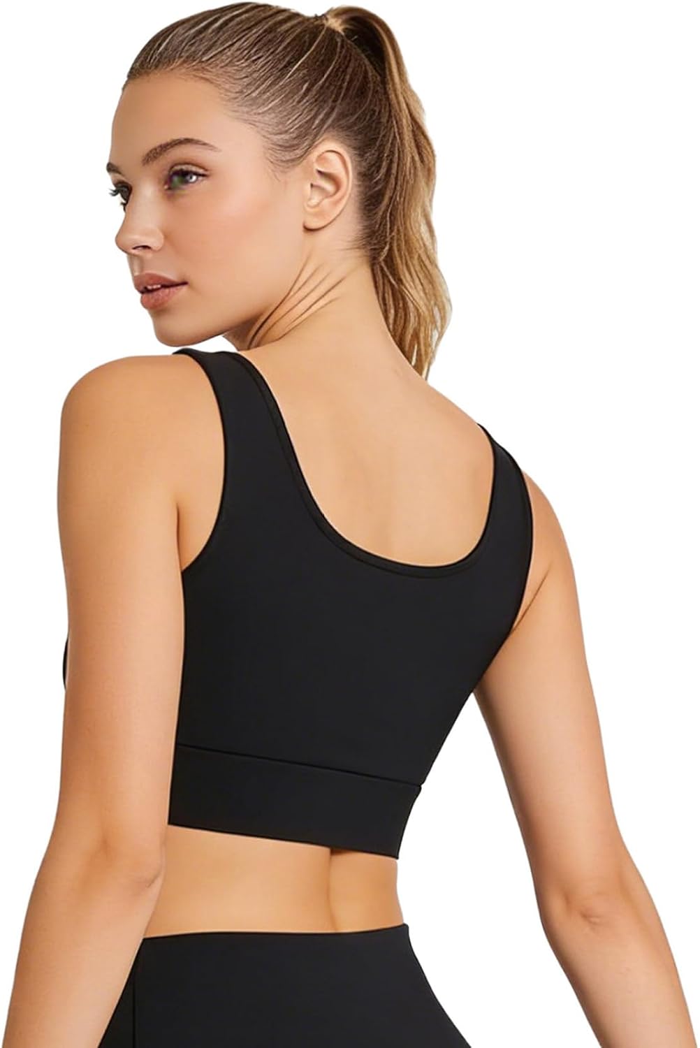 Women Running Bra Cycling Yoga Mesh Front Tank Athletic Garment Built in Padded Support Vest for Casual