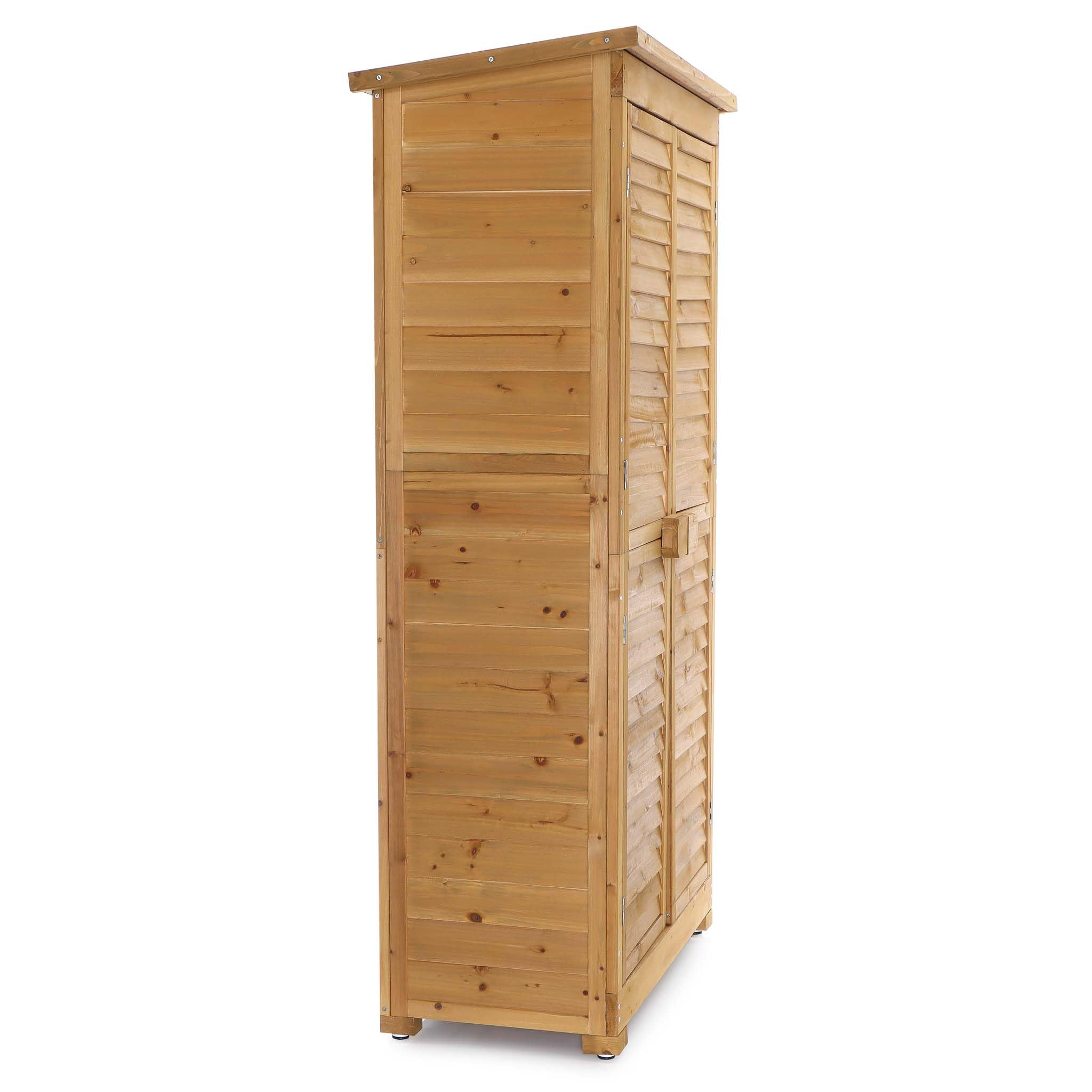 Wiltec Armadio da giardino con ante battenti a persiana 870x465x1600 mm legno di abete con tetto in bitume