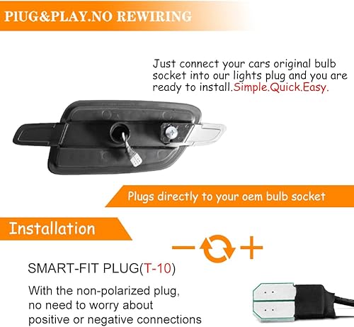 Miniatura 5 de Tonsya Para 2008 2009 Pontiac G8 - Luces de marcador lateral para guardabarros delantero luz de señal de giro luz blanca LED ahumada OEM