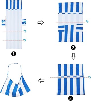 Blue Stripe Beach Chair Cover with Side Pockets Cozy Quick Dry Chaise Lounge Chair Towel Cover for Pool Beach Garden Hotel Sunbathing (Blue)