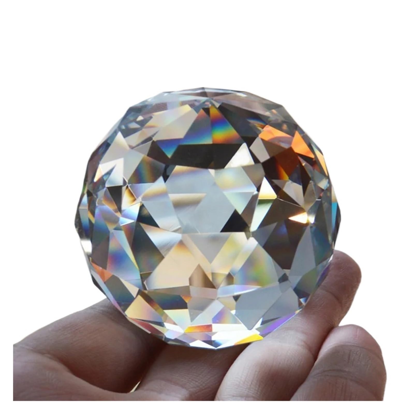 Crystal Suncatcher Wind Chimes 5pcs Clear Cut Crystal Sphere 40-80MM Faceted Gazing Ball Prisms Suncatcher Home Decor(80MM)