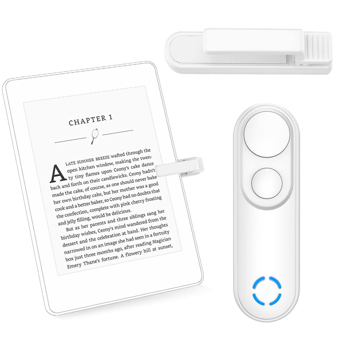 RF Remote Control Page Turner for Kindle Paperwhite Scribe Accessories, Page Turner Clicker for iPad Tablets Reading Novels Taking, Phone Camera Video Record Triggers Remote, Black — view 8