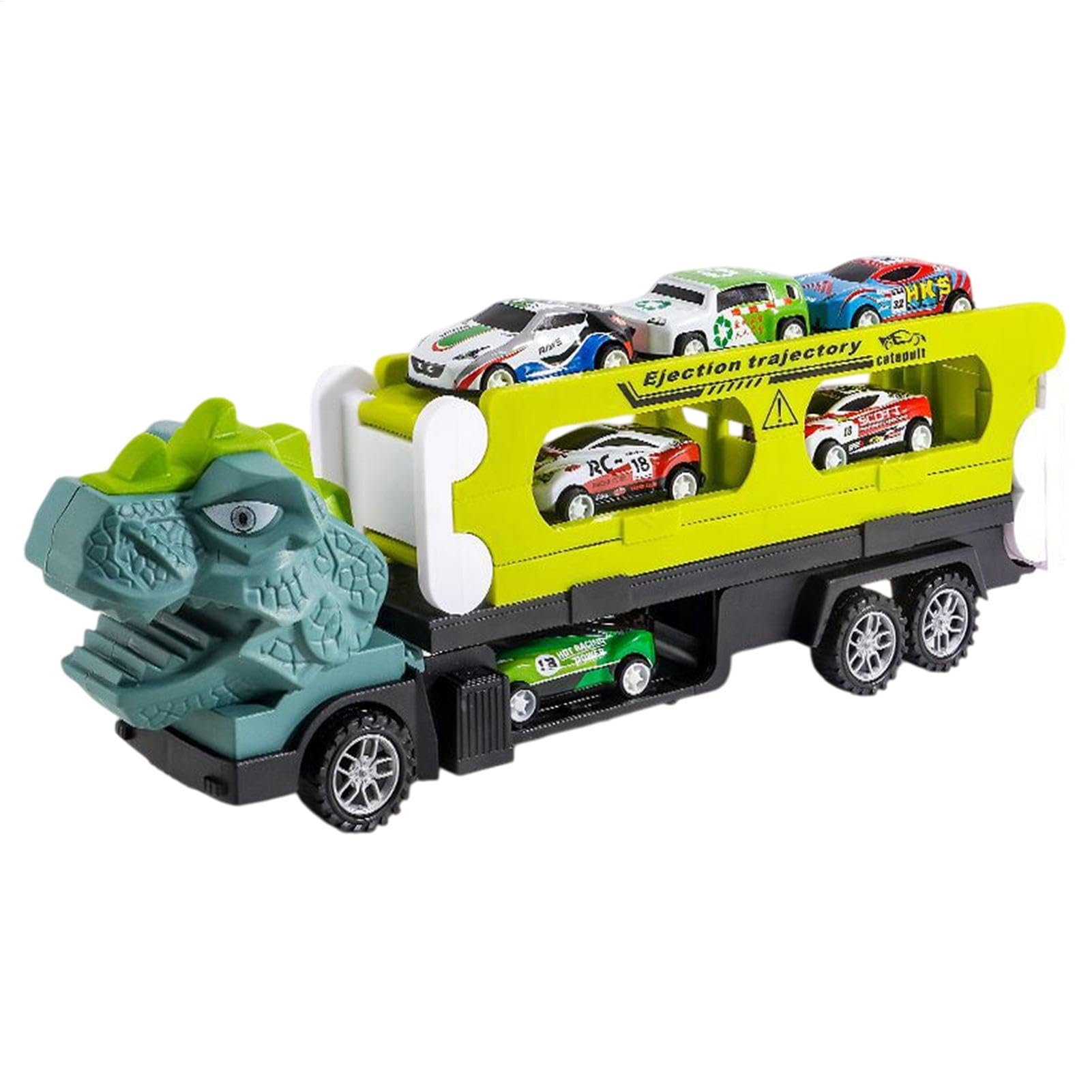 Camión Portacoches De Dinosaurio, Camión De Dinosaurio Deslizante Plegable, Vehículos De Transporte De Animales Con 6 Coches, Juguetes De Dinosaurio Adorables, Juguete De Transporte Divertido E Intera