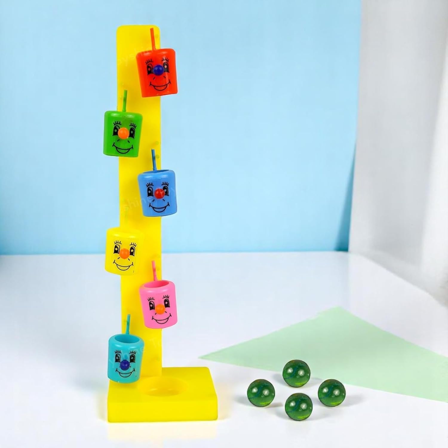 The Voila Company Smiley Face Marble Slider Tree Ball Run Track with 6 Tilting Buckets & Pc 4 Marbles Fun Party Entertaining Game Birthday Return Gift Toy for Kids Boys Girls 3+(Set of 6)
