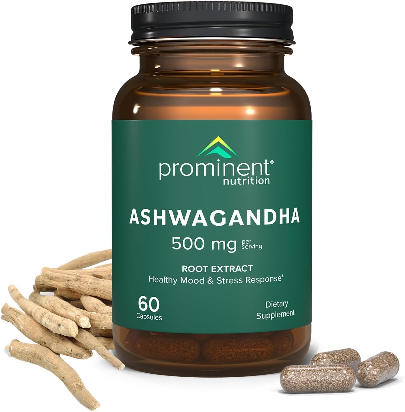 Prominent Nutrition Ashwagandha Supplement – Clinically Researched Shagandha® Root Extract for Healthy Mood & Stress Support, Standardized to 2.5% Withanolides, 500 mg, 60 Vegan Capsules