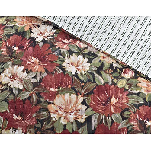 Loopuinhom Queen Quilt 100% Cotton,Bedding Sets Queen 3 Pieces Reversible, Vintage Retro Blossom Floral Bedspreads For All Seasons (Red) #TOP4