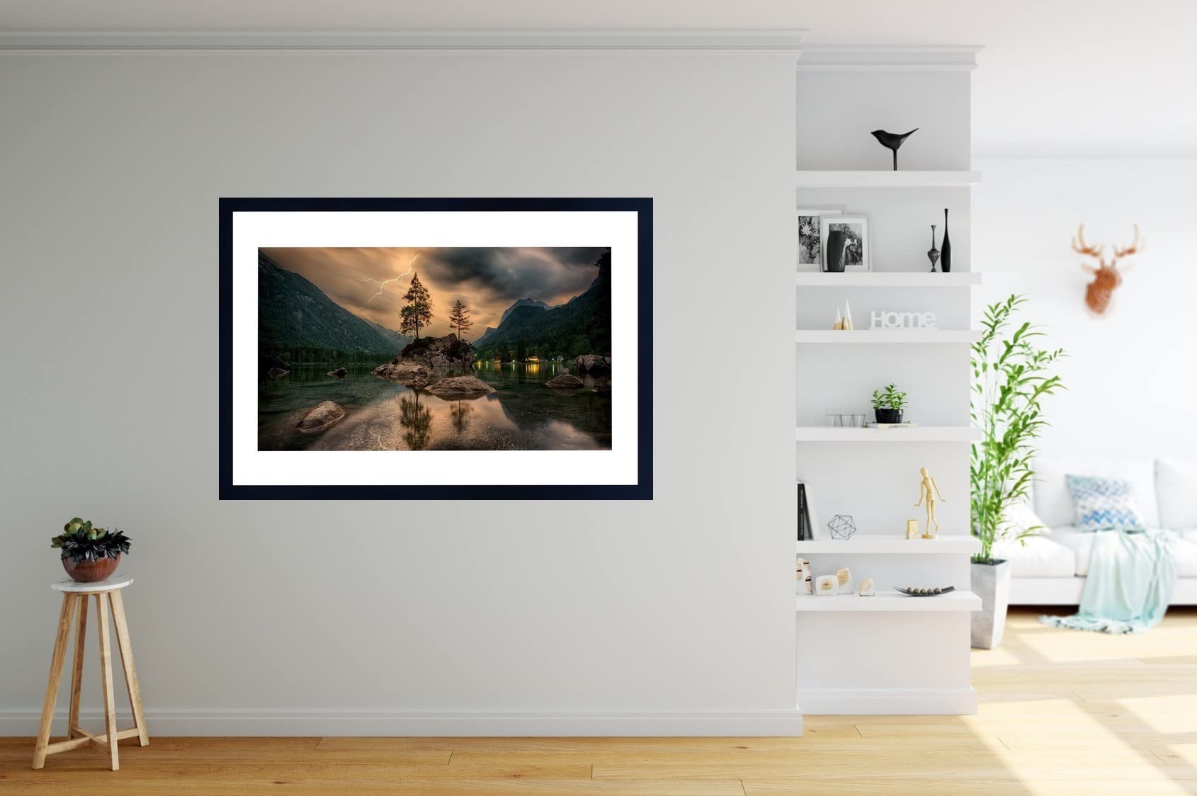 Ramka na zdjęcia czarna ze szkłem antyrefleksyjnym - rozmiar obrazu 90 x 120 cm - szerokość listwy 30 mm