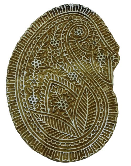 S2J Textile Printing Block Border Stamp Paisley Hand Carved Stamp Wood Block Art