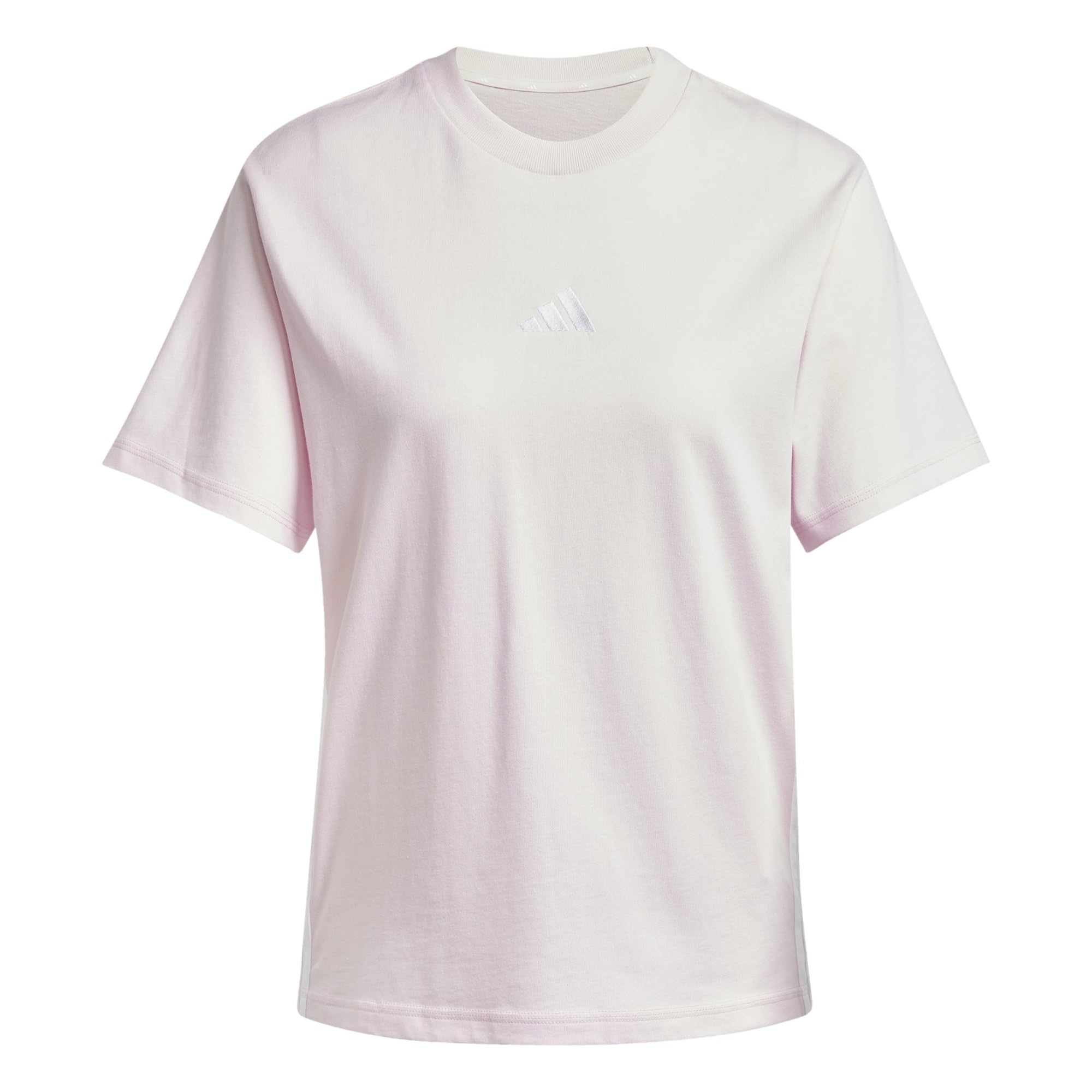 adidas Women's Essentials 3-Stripes Cotton T-Shirt, Clear Pink/White, S