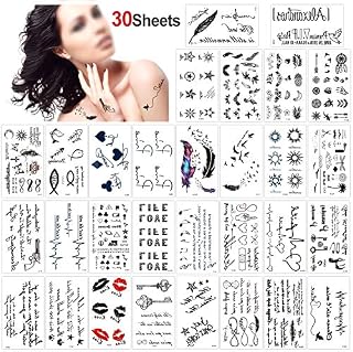 Konsait Temporary Tattoos for Adult Men Women Kids(30 Sheets), Waterproof Temporary Tattoo Fake