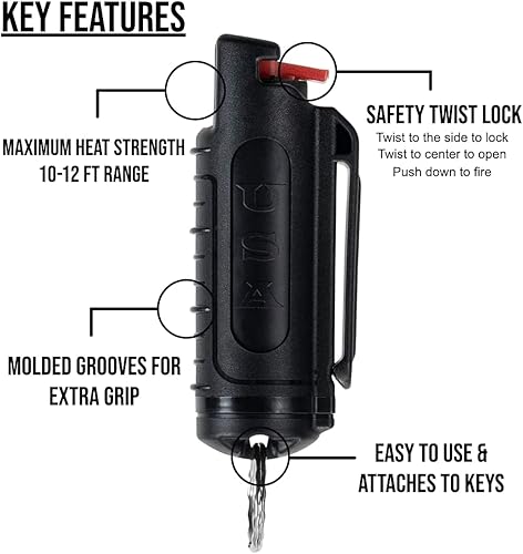 Miniatura 3 de Llavero de liberación rápida con spray de pimienta OC de fuerza policial para un fácil transporte y acceso rápido para un agarre más preciso y más