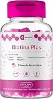 Biotina Plus + Vitaminas 60 Cápsulas, Tecnologia Importada EUA, Cabelo, Pele e Unha - 4 Health