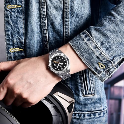 Image of Pagani Design Luxury Automatic Mechanical Watch for Man 42mm GMT Sport Watch with Stainless Steel Strap, Sapphire Glass & 10ATM Waterproof