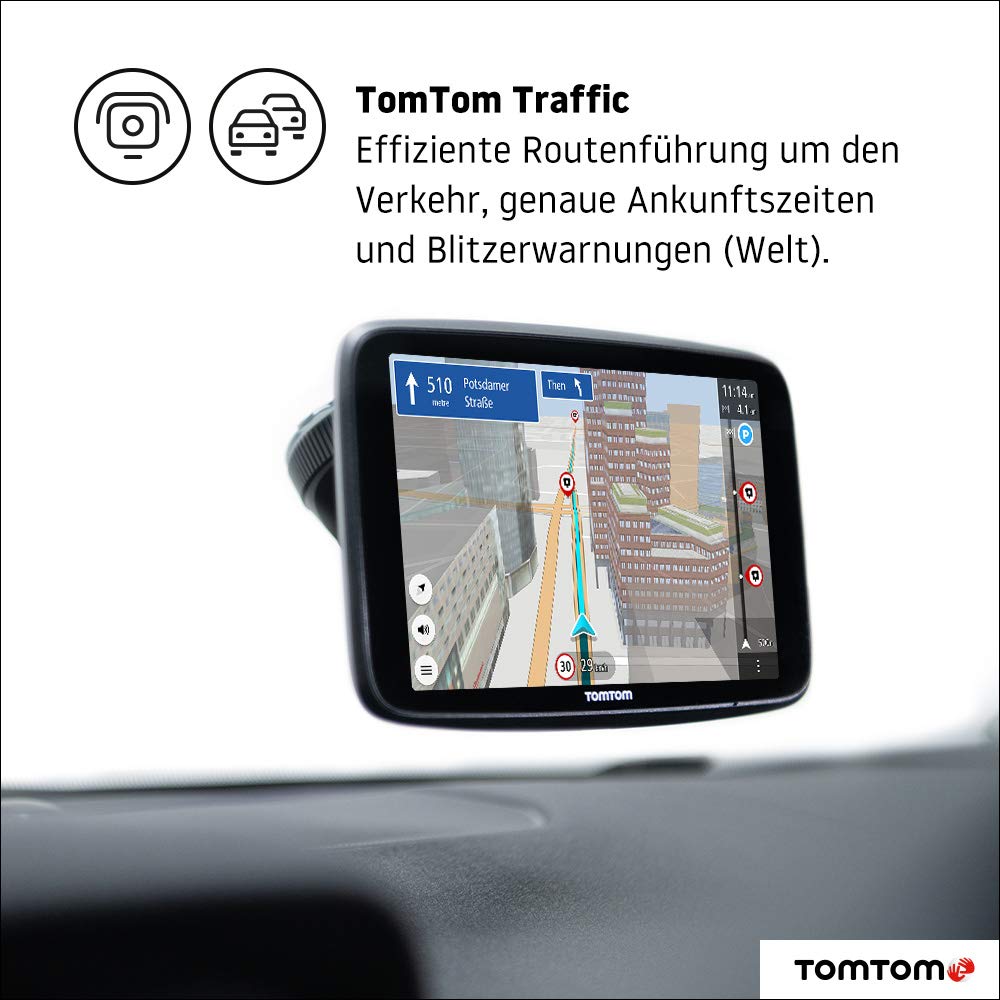 TomTom Navigationsgerät GO Discover (7 Zoll, Stauvermeidung Dank TomTom Traffic, Karten-Updates Welt, schnelle Updates via WiFi, Verfügbarkeit von Parkplätzen, Kraftstoffpreise)