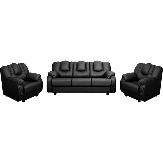 FUNTERIOR 5 Seater Leatherette Black Sofa Amazon.in Home & Kitchen