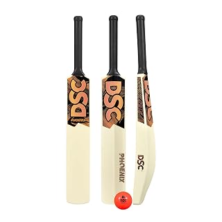 DSC Phoenix Plastic Cricket Bat with PVC Ball - Ideal for Tennis and Gully/Turf Cricket Bat for Kids, Color - White, Size - Full (15 Years and Above)
