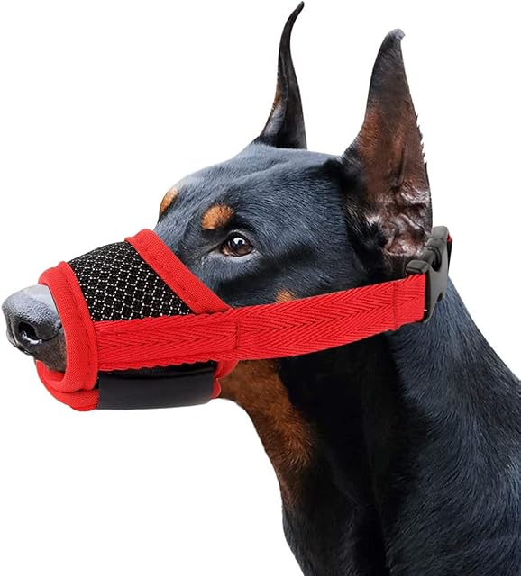 Dog Muzzles, Breathable Adjustable Muzzle and Dog Training Muzzle to Prevent Biting and Barking Suitable for Large Medium and Small Dogs (M)
