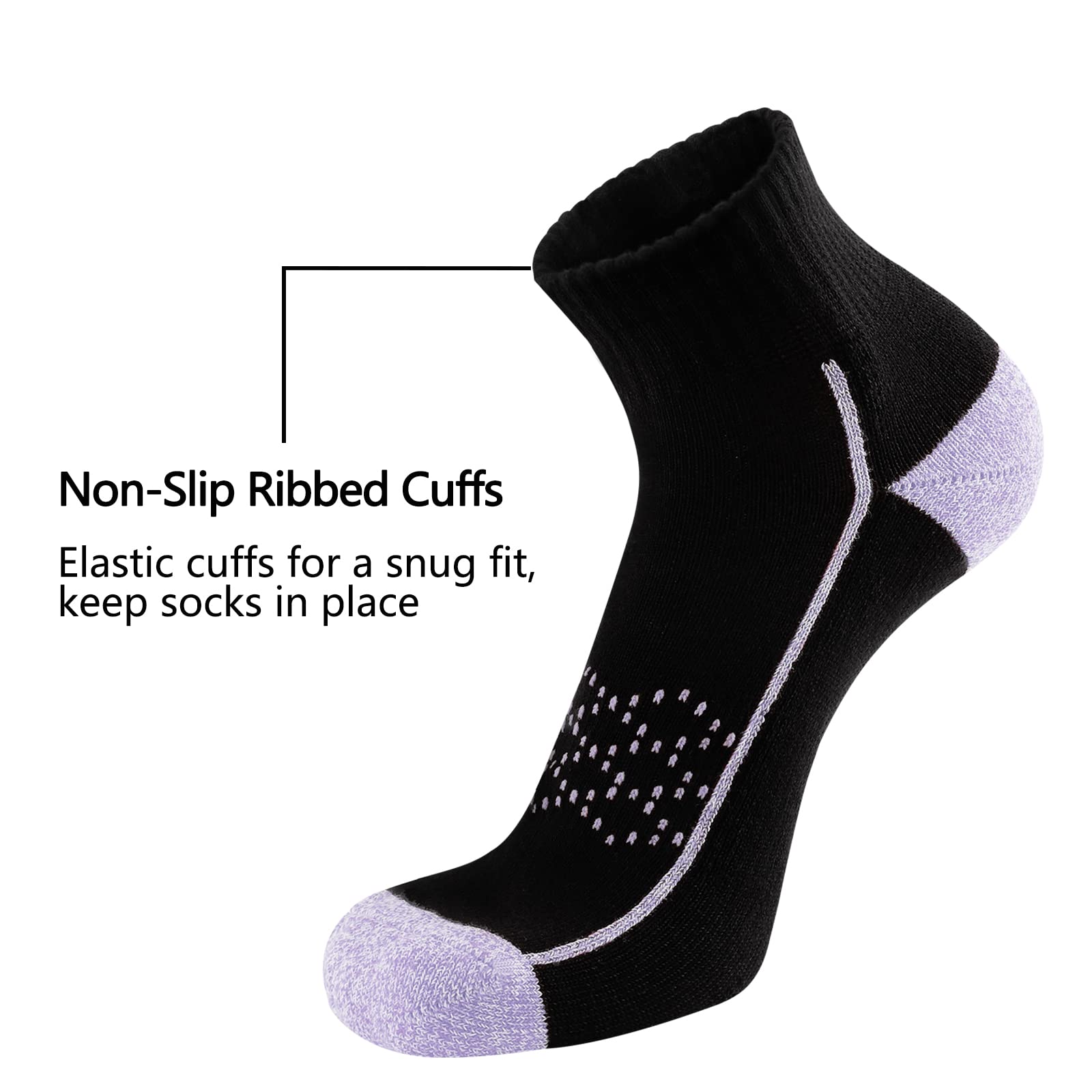 Hepsibah Calcetines deportivos de algodón grueso acolchado de corte bajo para mujer, paquete de 6