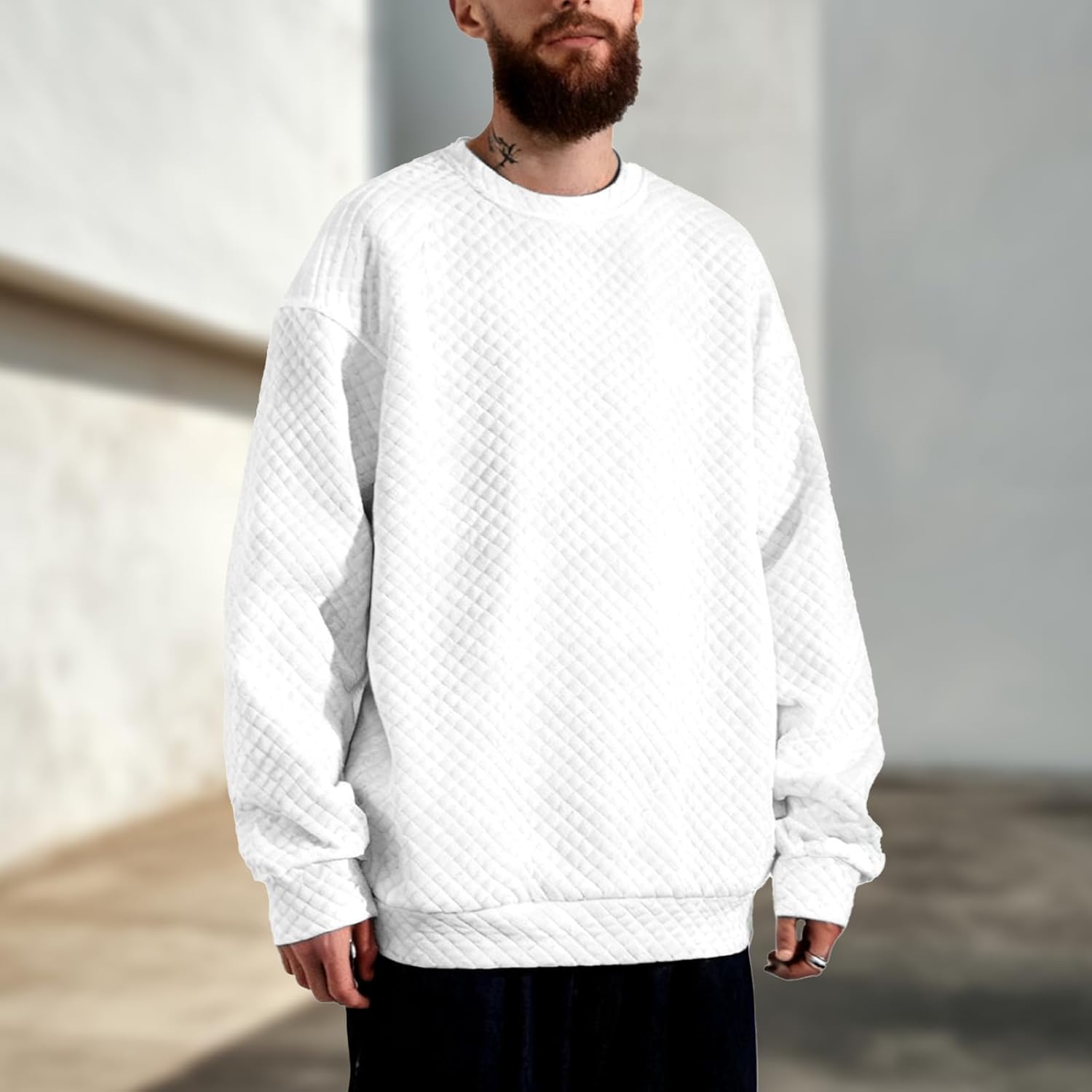 Quilted Oversized Loose Fit Pullover Hoodies Fall Casual Long Sleeve Fashionable Warm Soft Comfy Sweatshirts - Image 2