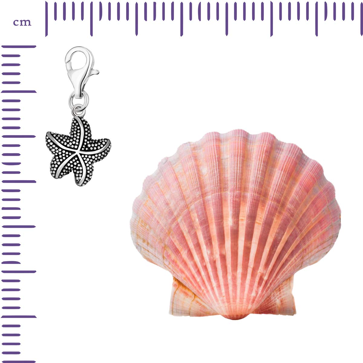 Quiges Donna Ciondolo Charm in Argento Animali Marini per Braccialetti di Charm e Bead