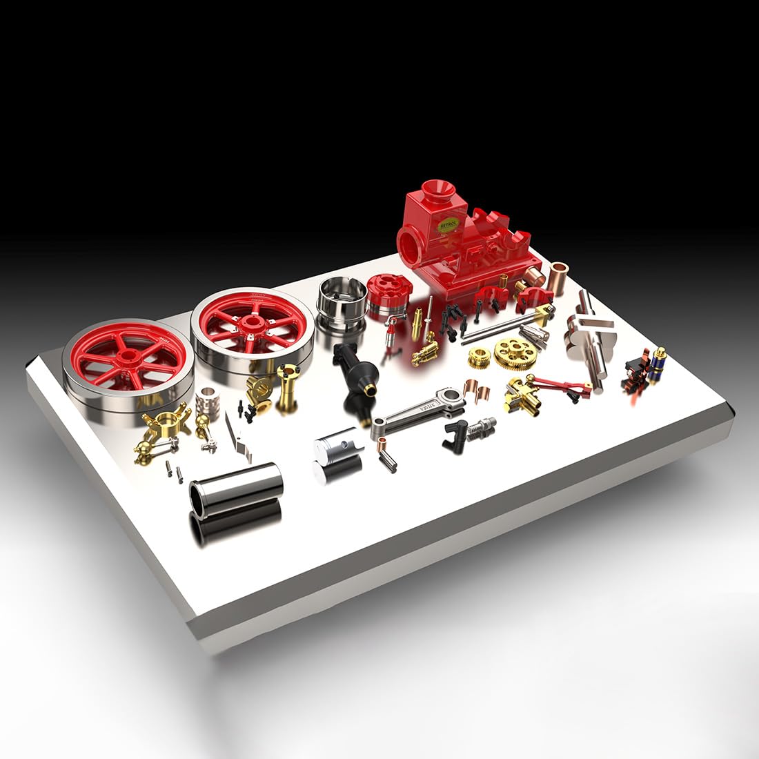 RETROL ENGINE HM-01 model silnika spalinowego dla dorosłych, silnik 7 cm³, 4-suwowy, poziomy i model silnika spalinowego Miss (wersja KIT)