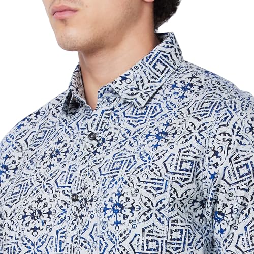 Image of Spykar Men's Regular Fit N /A Half Sleeve Printed Casual Shirts