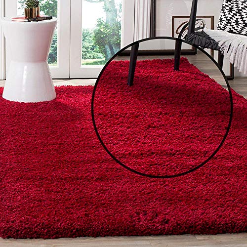 Tapete para Sala e Quarto Peludo Luxo Casa Dona 100x150cm Vermelho Nobre