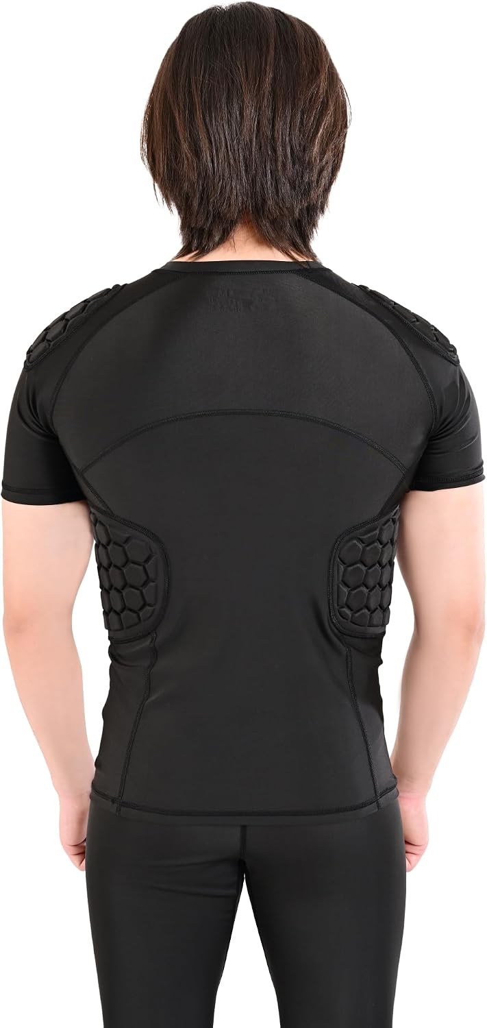 Men's Football Padded Rib Protector Comfortable Basketball Shirt Training Gear for Rugby Baseball Softball and Soccer