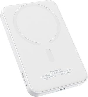 BaseusMagnetic Portable Charger for iPhone, 5,000mAh 15W Qi2 Certified Magsafe Power Bank, Fast Charging Wireless Battery Pack, 20W USB-C for iPhone 16/15/14/13/12, 2025 Version, White