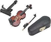 Vista 2 de Mini Violin Model Miniature Musical Instrument with Stand Case Craft Decorations Made Violin Model Miniature Musical Home Decor