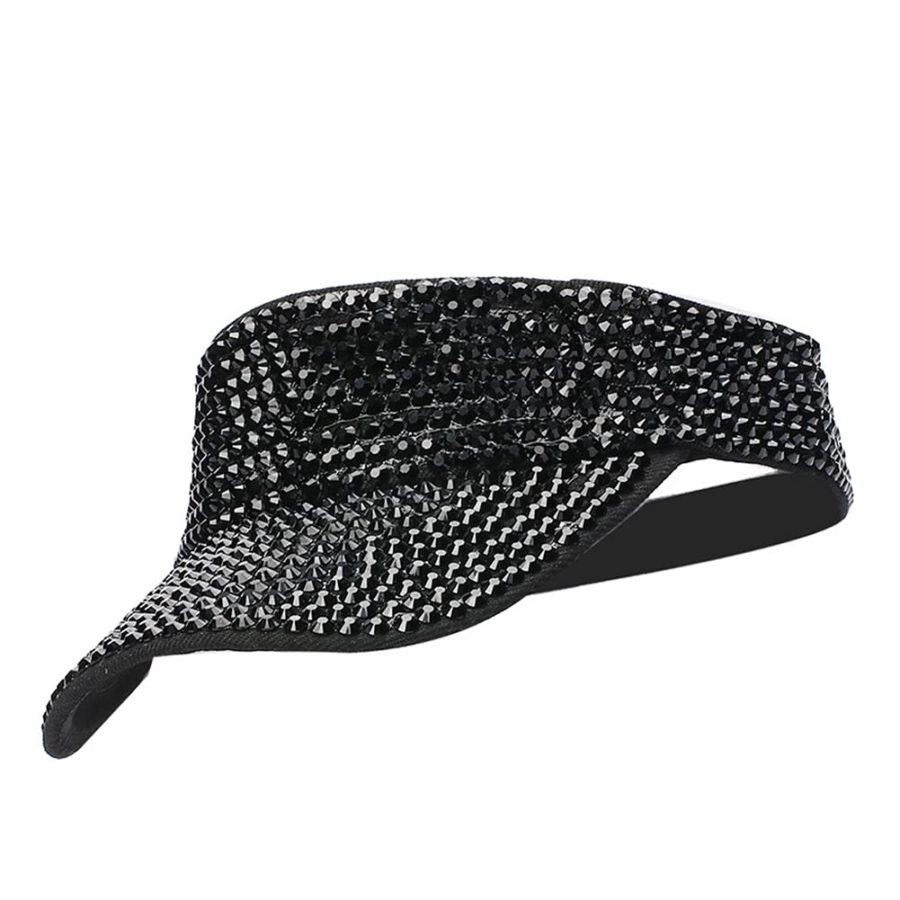GudesslyShiny Rhinestones Sport Sun Visor Adjustable Summer Cap Visor Caps for Women Men