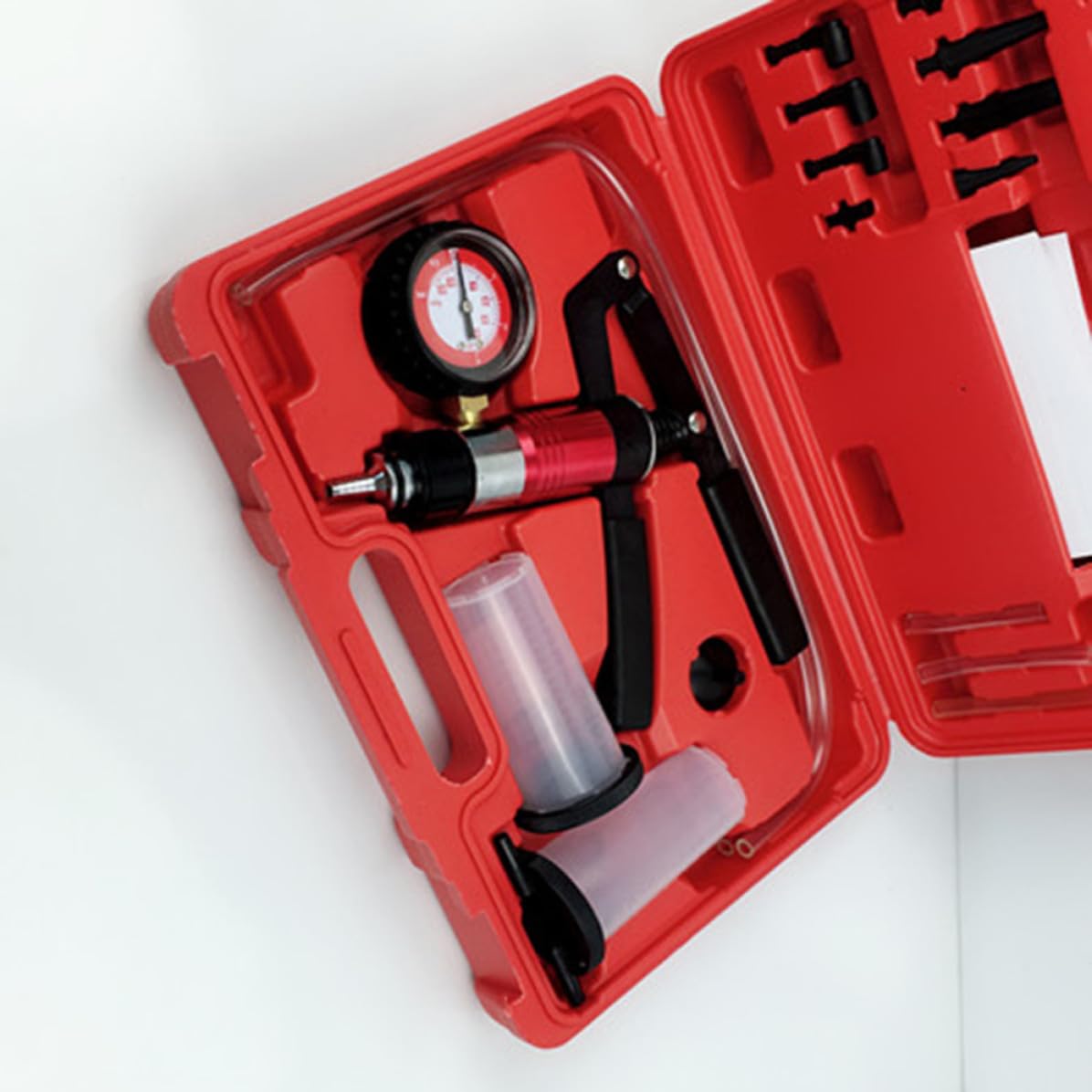Kichvoe Pompa per Vuoto Manuale in Lega Kit Portatile per Spurgo Freni e Tubo Carburante Serbatoio e Adattatore per Uso Automobilistico e Officina