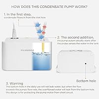 Vista 7 de FUJIWARA Bomba de condensación automática de eliminación de drenaje de condensación, mini bomba silenciosa para HVAC, aire acondicionado