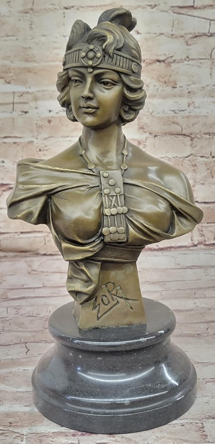 Wonderful Bust Young Lady by Villanis Art Deco Hot Cast Bronze Sculpture Statue Artwork Decorative Figurine by Think Bronze
