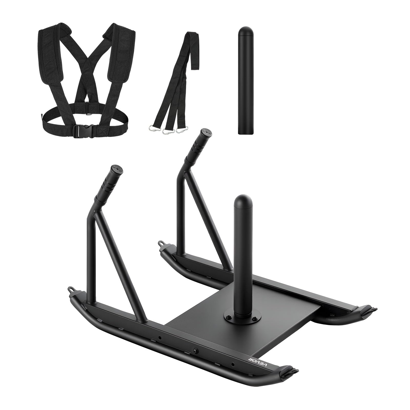 VEVOR Trineo de Pesas, Trineo de Entrenamiento de Fuerza para Mejorar la Velocidad en Ejercicios Atléticos, Equipo de Fitness con Asa, Compatible con Discos de Pesas 25/51 mm, 745 x 440 x 475 mm